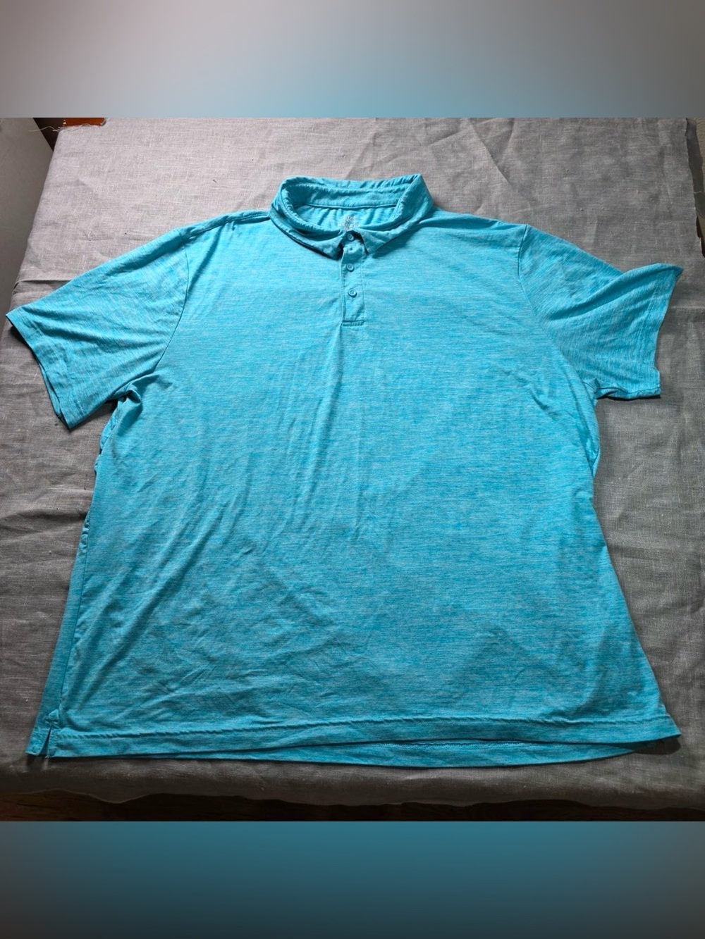 George Mens Polo Shirt Size 3XL 3XG Light Blue Turquoise Heathered Short Sleeve
